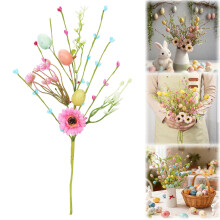Fleurs artificielles printanières et décorations d'œufs de Pâques pour vase, cheminée – Centres de table d'intérieur, compatibles avec les