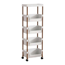 Storage Rack, Plastic Mobile With Wheels Easy Assembly for Living Room Bedroom Restroom Kitchen Office Organizers