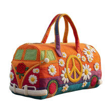 Gesteppte Hippie-Reisetasche im Van-Stil – Große Wochenendtasche (45,7 x 22,9 x 22,9 cm) mit Tragegriffen, Boho-Reisetasche für Fitnessstudio,