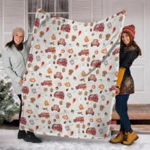 Fall Flannel Pumpkin Throw Blanket, Soft Warm Sherpa, 59x51", Indoor Home Decor & Gift – Compatible with Fall Themes
