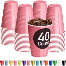 Plastic Cups, 12 oz Disposable Cups, Reusable Party Supplies (40 Count)