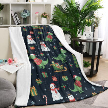 Dinosaur Christmas Blanket Soft Lamb Wool 60x80 Inch