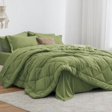 Olive Green Queen Comforter Set 7-Piece