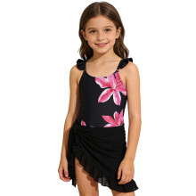Maillot de bain fille, tenue de bain tendance pour enfants et adolescentes, idéale pour la plage, la piscine et les jeux d'eau en été, noir, 5-6