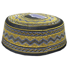 Cappello da preghiera Hijab ricamato Turbante indiano per adulti Cappello rotondo Kufi in cotone traspirante Cappello arabo Culto islamico Ha