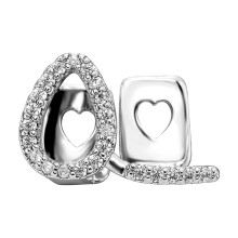 Copper Zirconia Heart Cut-Out Grillz, Open Face Double Tooth Caps for Men & Women – Gold/Silver Tone, Compatible with Natural Teeth