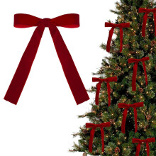 12 rote Samtschleifen für Weihnachtsbaum, Kranz, Girlande – Goldfarbene Schleifen, DIY-Projekte für die Feiertage, Geschenkverpackung,
