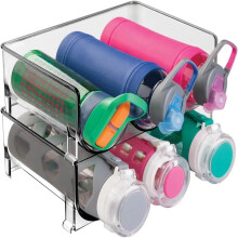 Porte-bouteilles empilable en plastique pour réfrigérateur (3 bouteilles) – pour champagne, vin, eau – Collection Ligne – Lot de 2 –