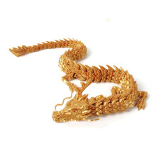 Kinesisk drakefigur djup guld 13 cm 3D-tryckt ledad