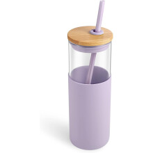 Vaso de vidrio con pajita y tapa de 710 ml (24 oz)