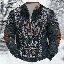Pull à col zippé inspiré de la mythologie nordique