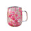 Doppelwandiger Glasbecher mit Henkel, 450 ml, Blumenmuster 1