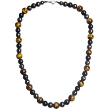 Zwarte obsidiaan, tijgeroog en hematiet ketting voor mannen