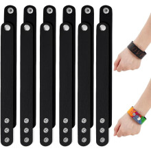 12 zwarte, effen leren armbanden met drukknoopsluiting voor zelfbouw