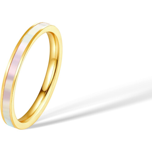 Anillo de titanio con nácar de 2 mm para mujer