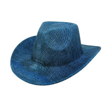 Chapeau de cowboy et de cowgirl de style western, chapeau melon à large bord pincé, bleu foncé