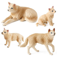 Realistic Wolf Figures Set of 4Pcs Jungle Animal Model Figurines Gift for Kids