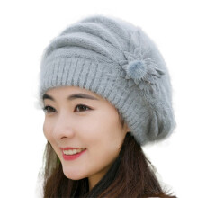 Liquidation ! Béret d'hiver tendance pour femme, bonnet tricoté à fleurs, bonnet chaud d'hiver, béret gris