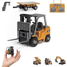 1:64 Premium legering mini RC bouwset – vorkheftruck, graafmachine en kiepwagen