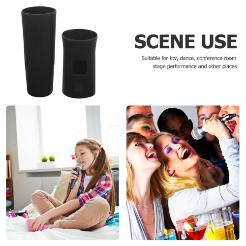 KALLORY Mic Handle Sleeve Microphone Handle Cover Silicone 1Set 4.0In 1