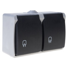 Waterdicht stopcontact met twee gaten voor buiten.