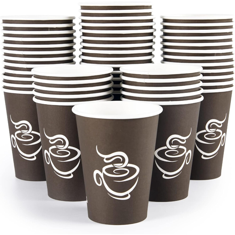 240 Pack 12 Oz Paper Cups, Disposable Hot Coffee Cups For Party, Picnic, Travel, And Events Brown 9425574199744