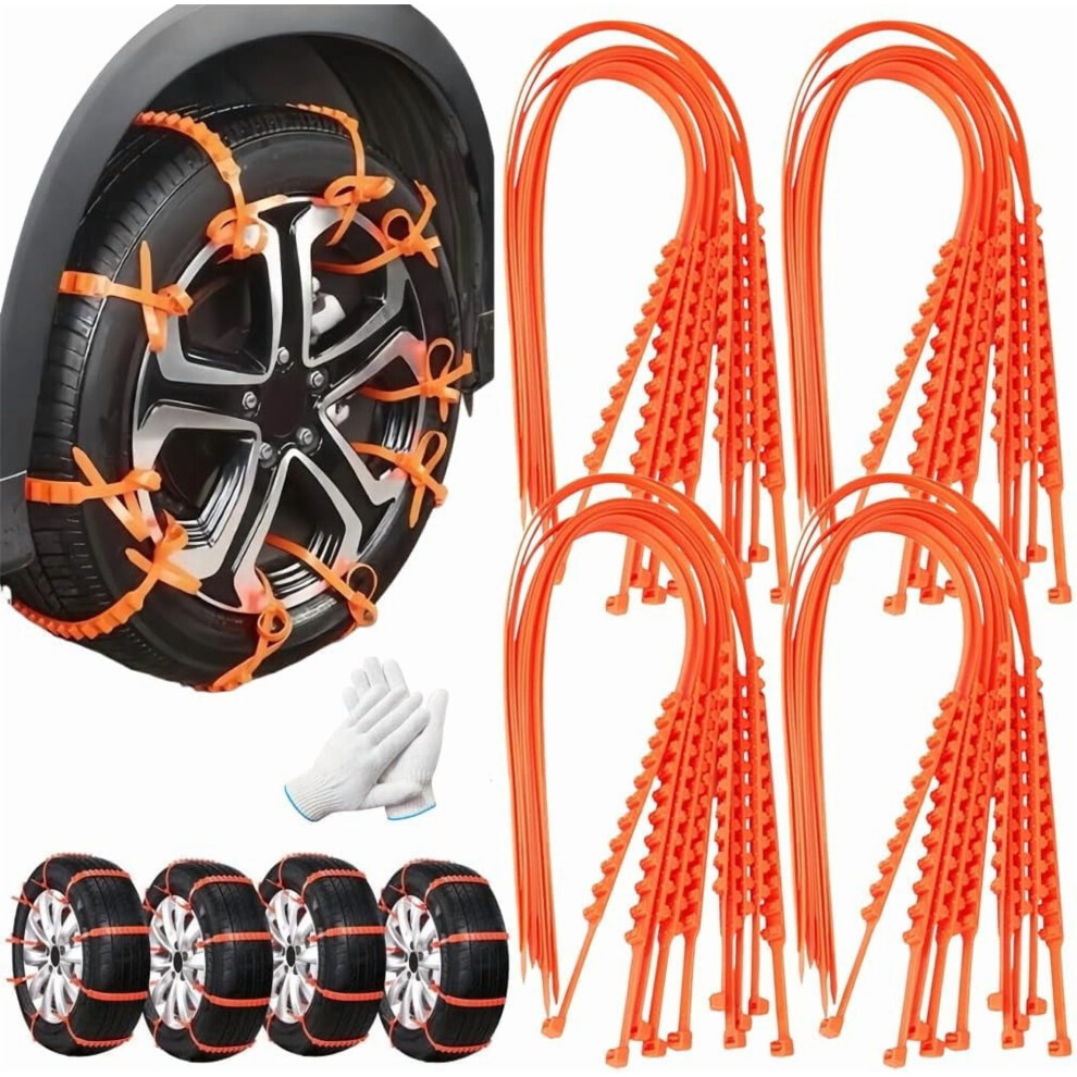 Reusable Anti-Skid Nylon Tire Chains, 80Pcs Snow Traction Straps Â Compatible With Most Vehicles 9083649387115