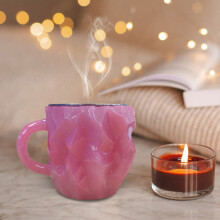 Mug élégant à texture cristalline avec doublure intérieure – Mug pour boissons chaudes/froides pour la maison et le bureau – Compatible avec