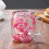 Doppelwandiger Glasbecher mit Henkel, 450 ml, Blumenmuster 2