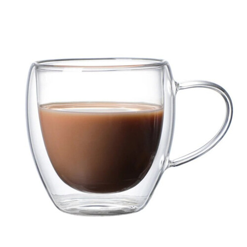 Kaffeeglas, doppelwandig, 250 ml, mit Henkel 1