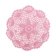 AUQ Round Crochet Lace Doily Set – Pink Floral Cotton Coasters, Handmade Table Placemats (1 pc), compatible with home decor