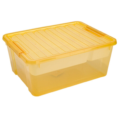 Clear Storage Boxes with Lids, Stackable BPA-Free Plastic Containers with Removable Tray – Yellow, Compatible with Home/Office/Dorm