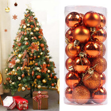 Décorations de Noël vintage AuroraX incassables 2025 - 24 boules de Noël en plastique pour sapin - Fournitures pour fêtes de fin d'année