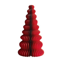 Foldable Paper Christmas Tree Red Honeycomb Design One Size