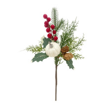 Décoration de Noël pour la cuisine, aiguille de Noël à tige unique, idéale pour la décoration intérieure, fleurs artificielles de zinnia