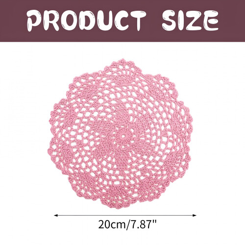 Pink floral cotton crochet doily set 1 pc 2