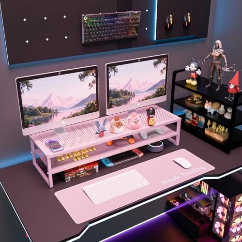 Μεταλλική βάση στήριξης διπλής οθόνης με mouse pad 32x10 ιντσών 1
