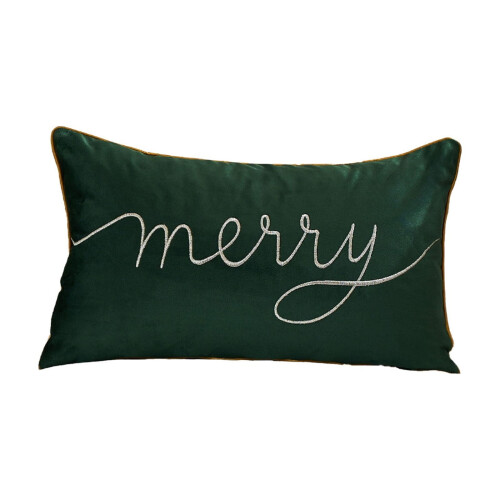 Taie d'oreiller verte de Noël en polyester 51 x 30 cm