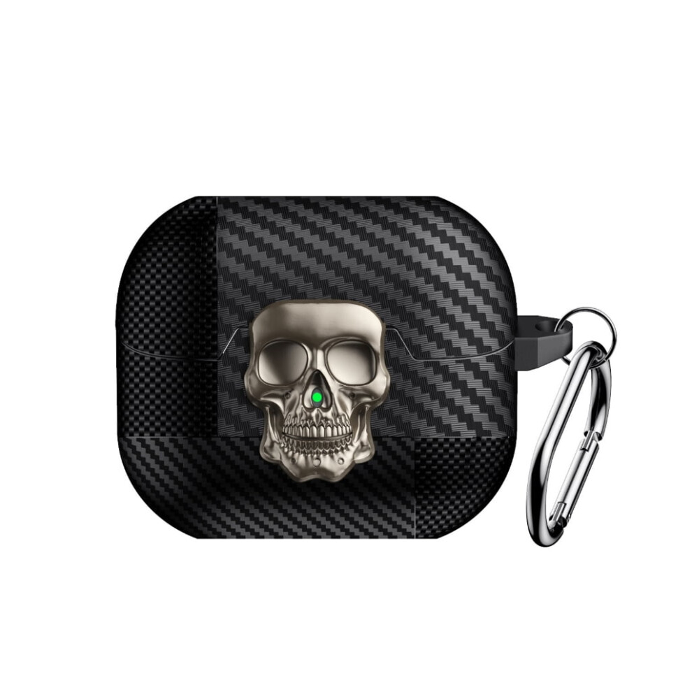 Skull Pattern Carbon Fiber Protective Cover For Buds 3Pro Tpu Case Full Protections Anti Scratch Secure Grip 9083649390214