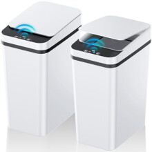 Touchless Garbage Can Slim White 2.2 Gal 2-Pack