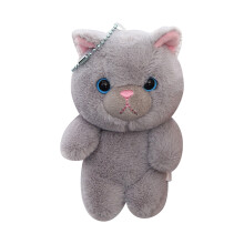 Mini-Schlüsselanhänger aus grauem Teddybär-Plüsch – 10 cm
