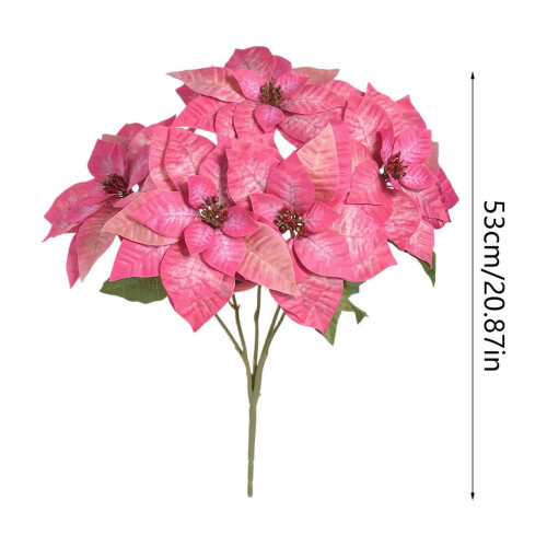 Artificial Poinsettia Flowers5-Head20.8in2PCS 2
