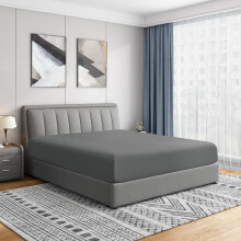 Full Fitted Sheet, Double Brushed Ultra Soft, Wrinkle & Fade Resistant, 14" Pocket, Fits 12"-16" Mattress (Full, Gray)