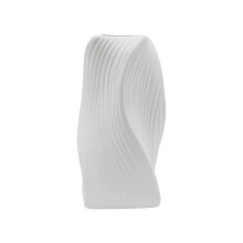 Weiße, matte Kunststoffvase – Keramikoptik, 21 cm hoch