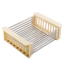 Égouttoir télescopique réglable pour évier et égouttoir à vaisselle, en acier inoxydable, portable, peu encombrant, beige, grand format –