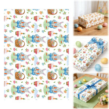 Papier cadeau Lapin de Pâques, motif printanier mignon, 50 x 70 cm, pour les fêtes et cadeaux de Pâques