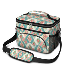 Borsa termica per il pranzo con stampa floreale, adatta a uomini e donne – A prova di perdite, con tracolla regolabile, 25x17x20 cm, compatibile
