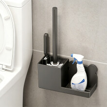 Soporte de plástico para escobilla de inodoro de montaje en pared con desagüe.