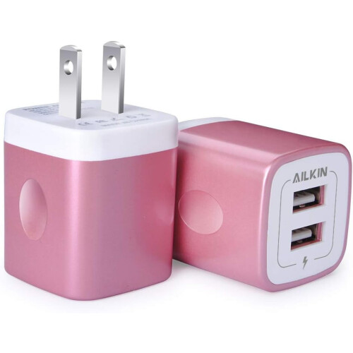 USB-väggladdare med dubbla portar 2.1A 2-pack