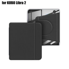 Magnetiskt avtagbart fodral för KOBO Libra Color, akrylbaksida med veganskt läderfodral, automatisk väcknings-/vilolägesfunktion, stativdesign